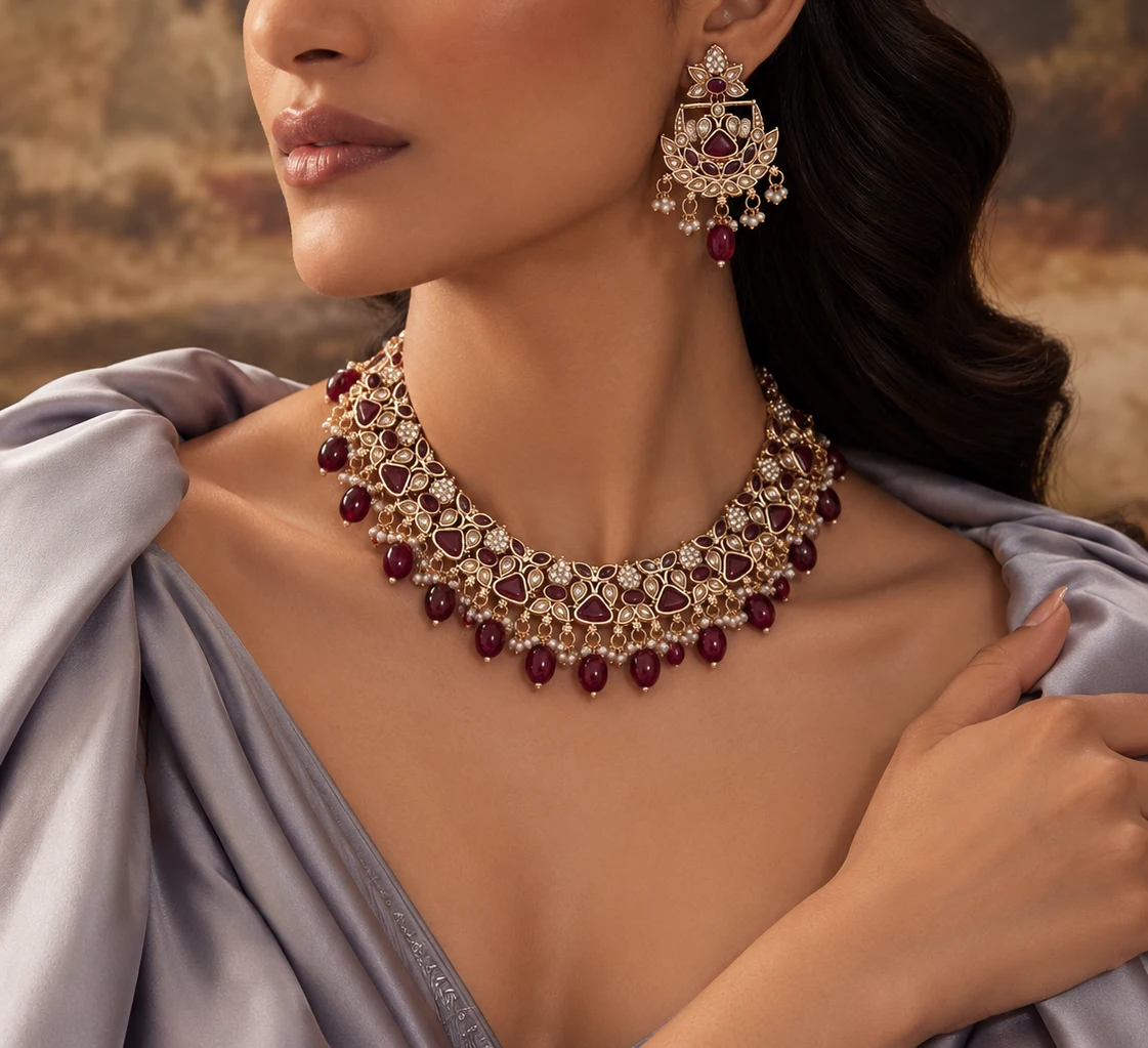 Meher Ruby Kundan Set — Myraa jewellery