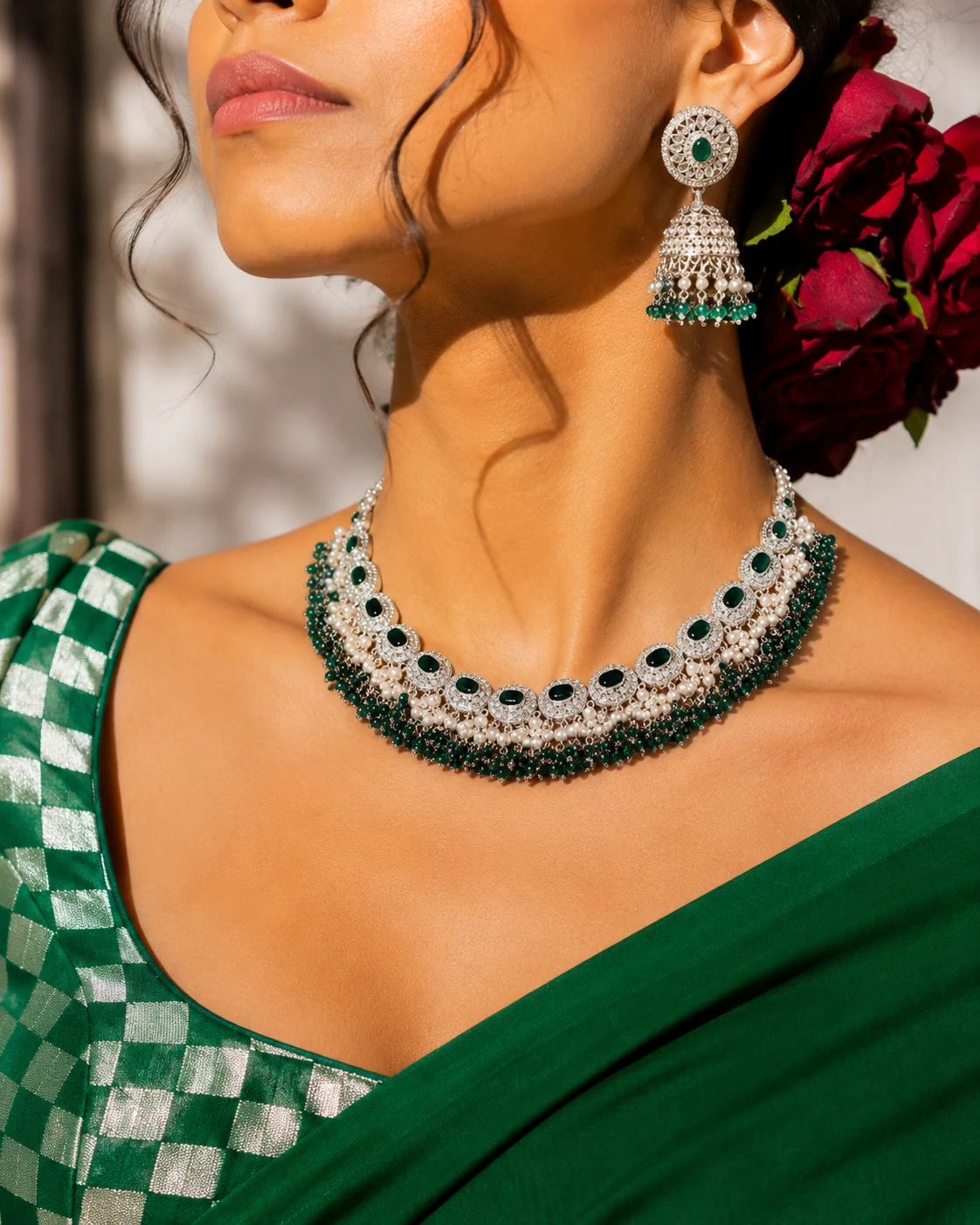 Noor Emerald Pearl Bridal Set — Myraa jewellery