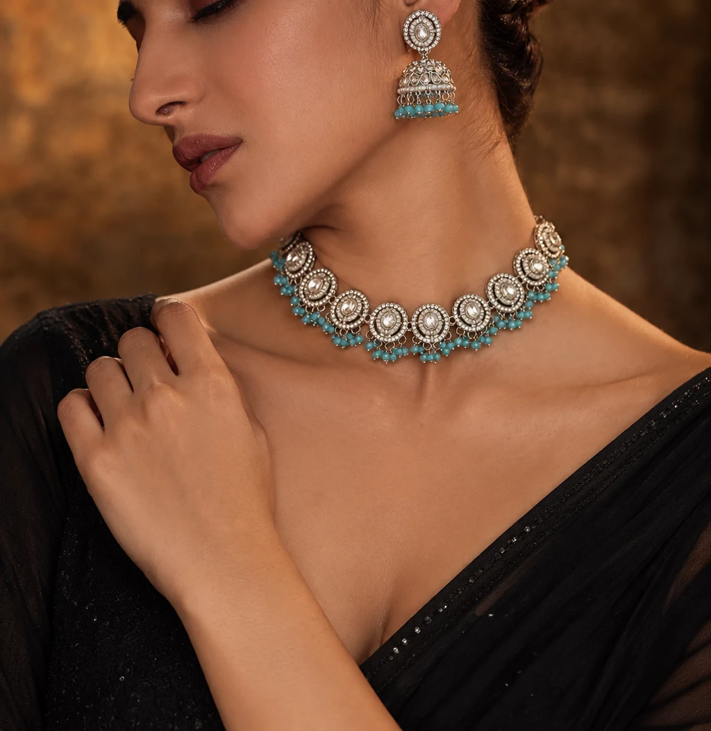 Firoza Kundan Necklace Set — Myraa jewellery