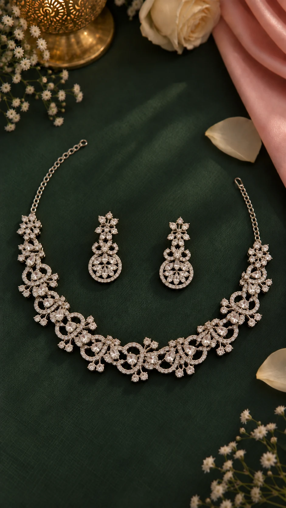 Aadhya Floral Crystal Set — Myraa jewellery