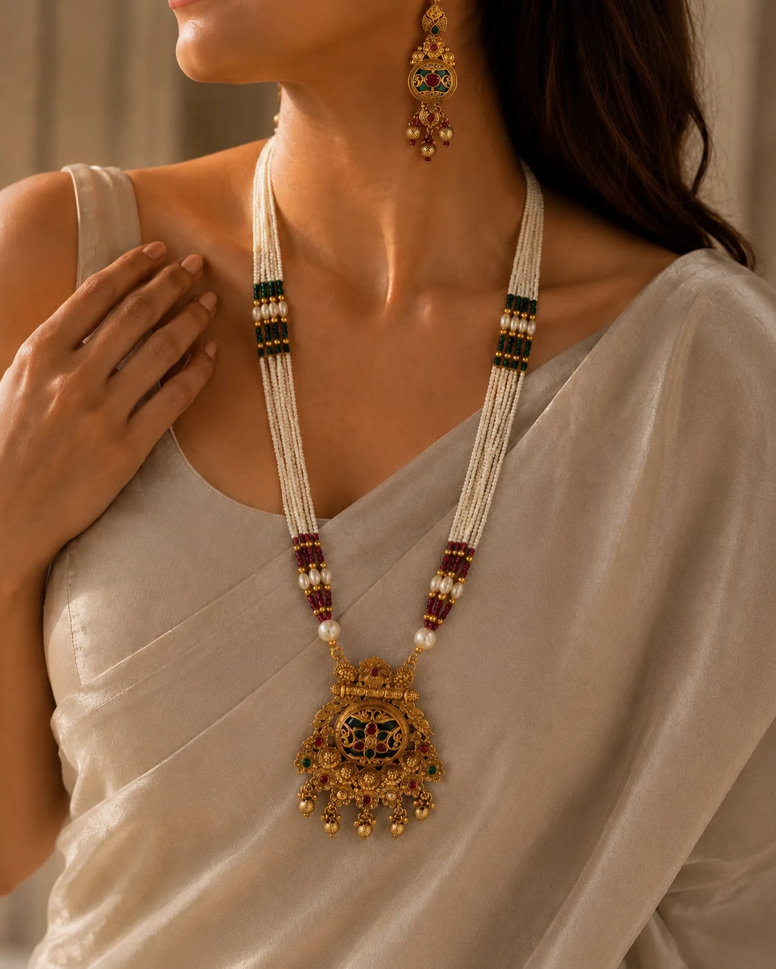 Meenakari Royale Long Necklace Set — Myraa jewellery