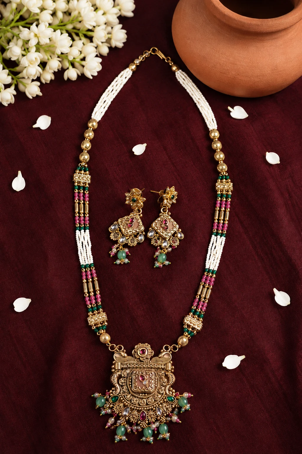 Meenakari Royale Long Necklace Set — Myraa jewellery