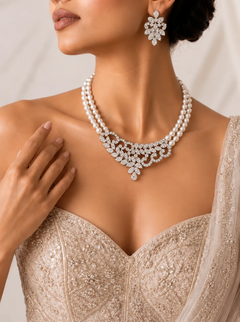 Meera Pearl Vine Set — Myraa jewellery