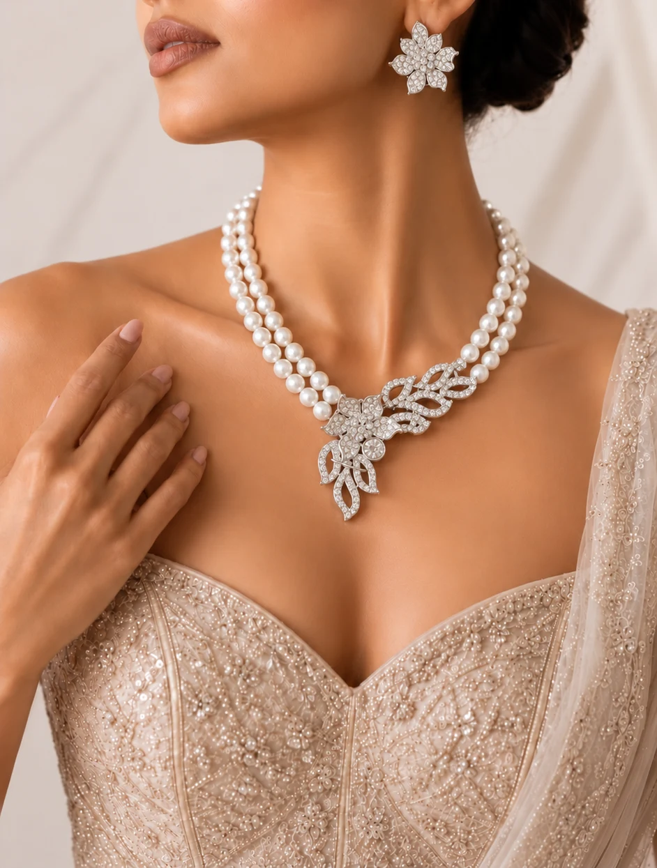 Aira Pearl Vine Set — Myraa jewellery