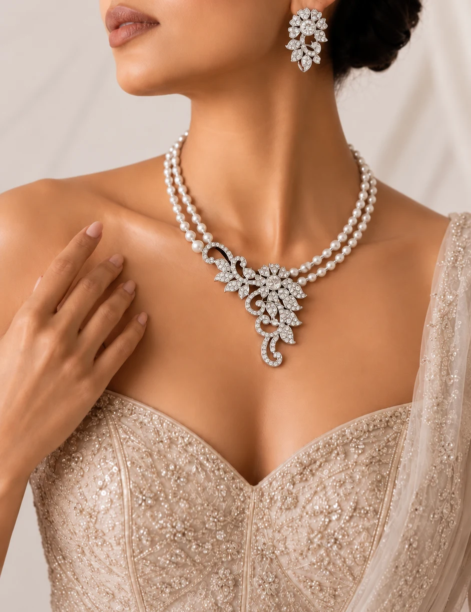 Elara Pearl Blossom Set — Myraa jewellery
