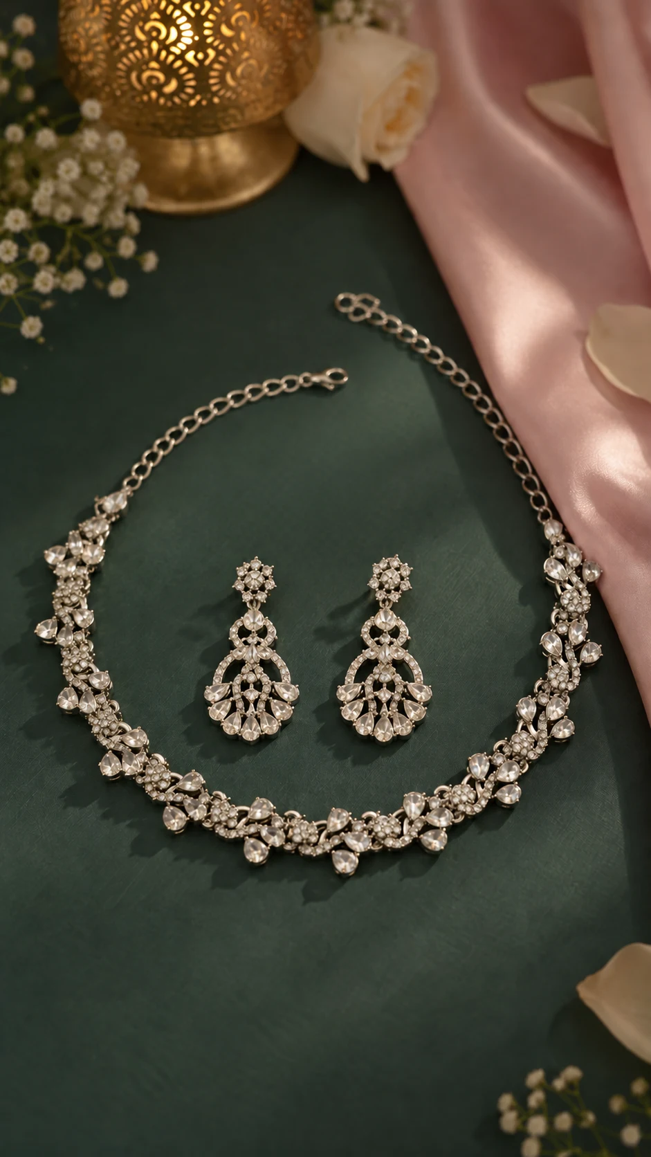 Kiara Petal Crystal Set — Myraa jewellery