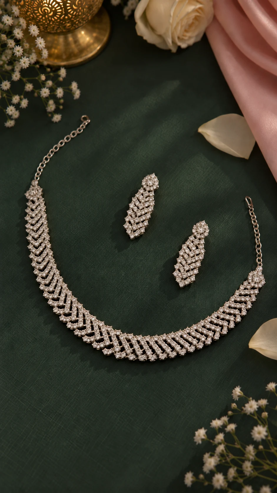 Ira Chevron Crystal Set — Myraa jewellery