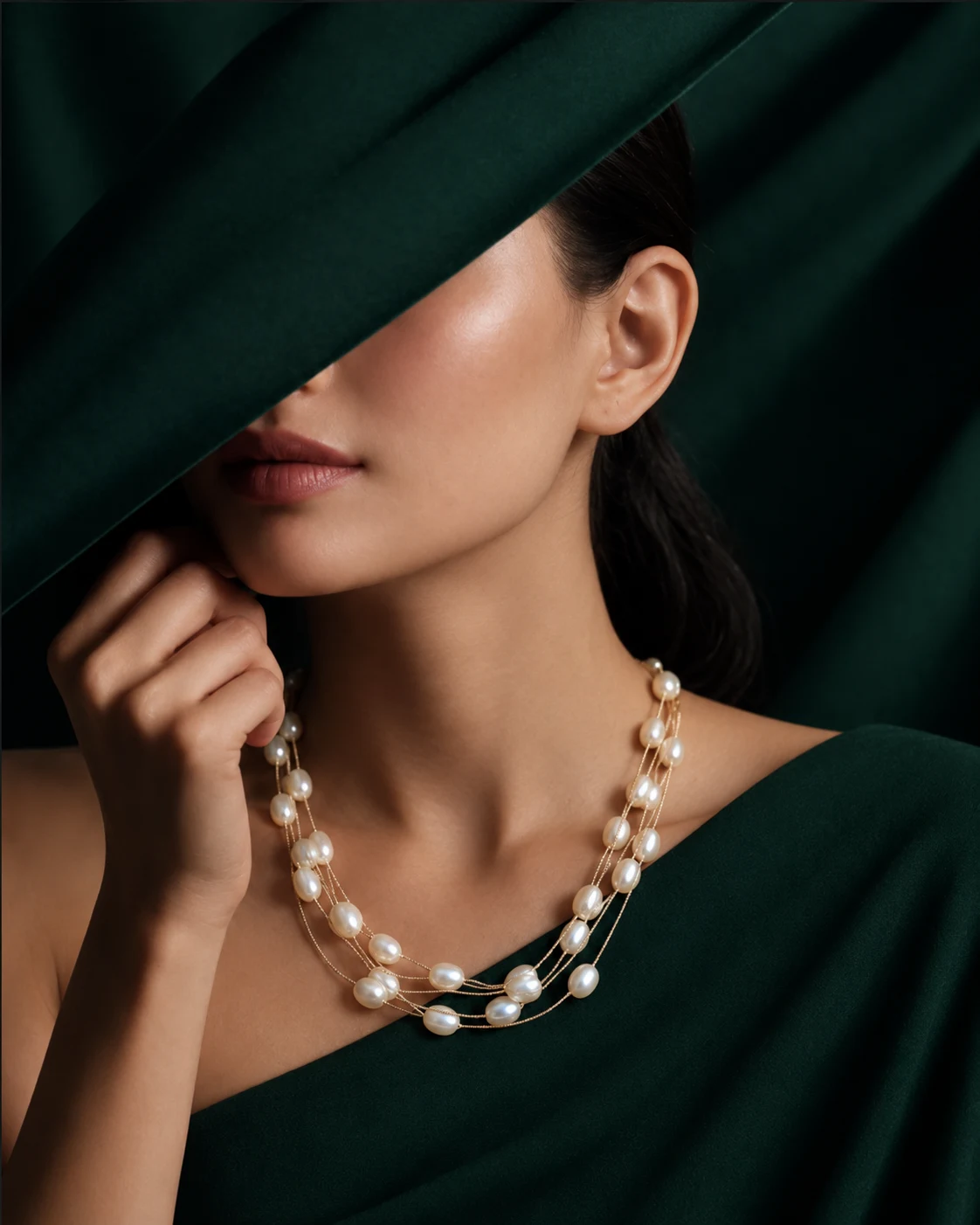 Moti Cascade Multi-Strand Necklace — Myraa jewellery