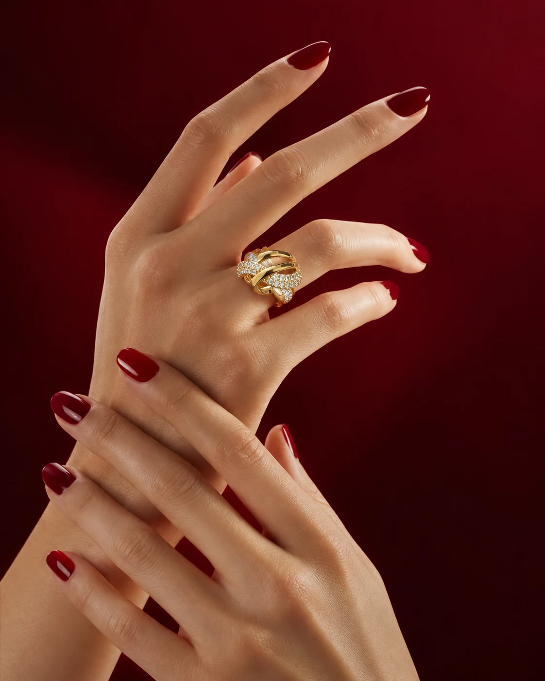 Aurelia Interwoven Pavé Adjustable Ring — Myraa jewellery