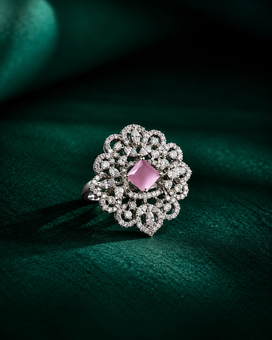 Pink Crystal Garden Ring — Myraa jewellery