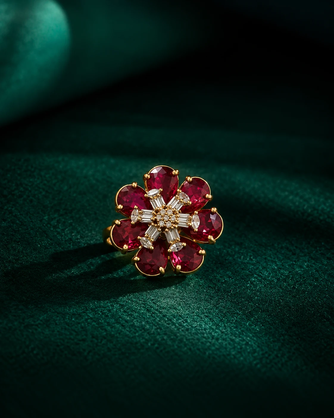 Ruby Bloom Statement Ring — Myraa jewellery