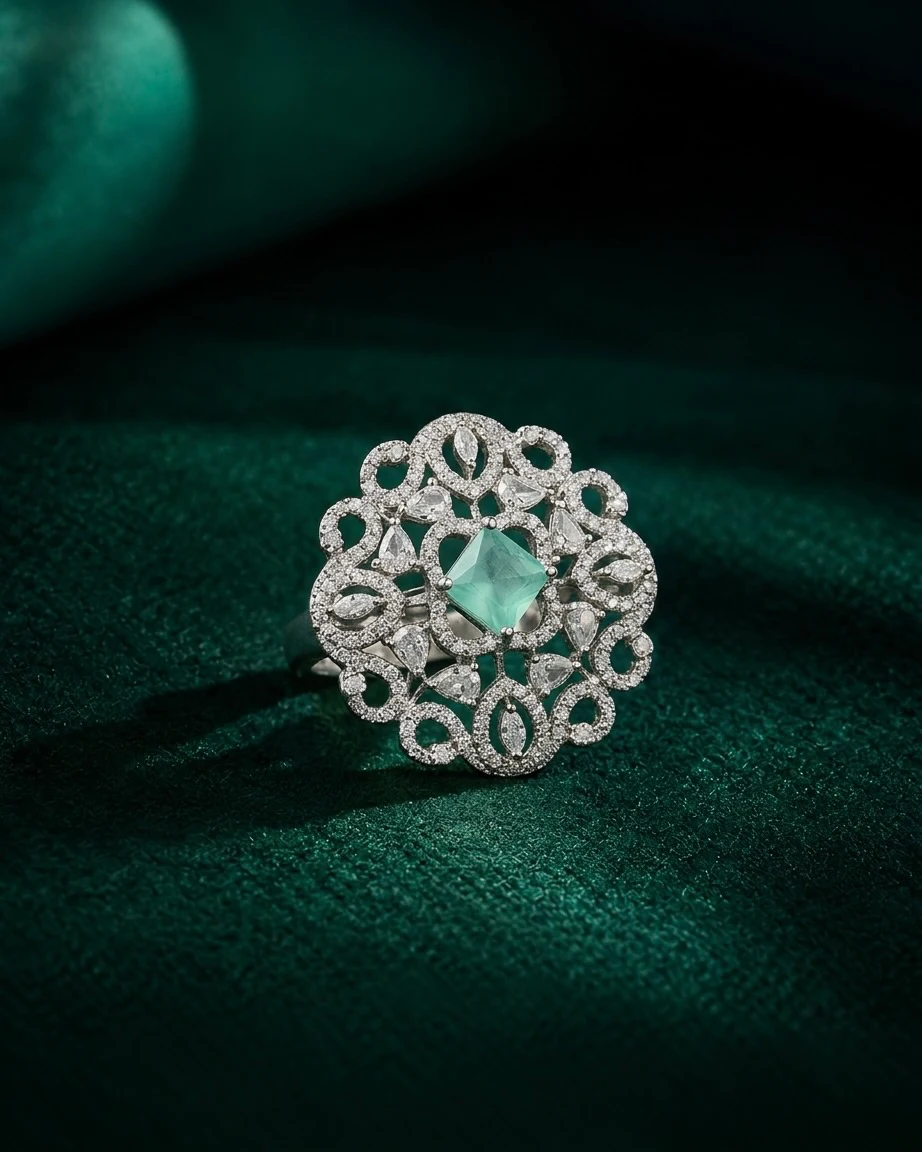 Mint Garden Halo Ring — Myraa jewellery